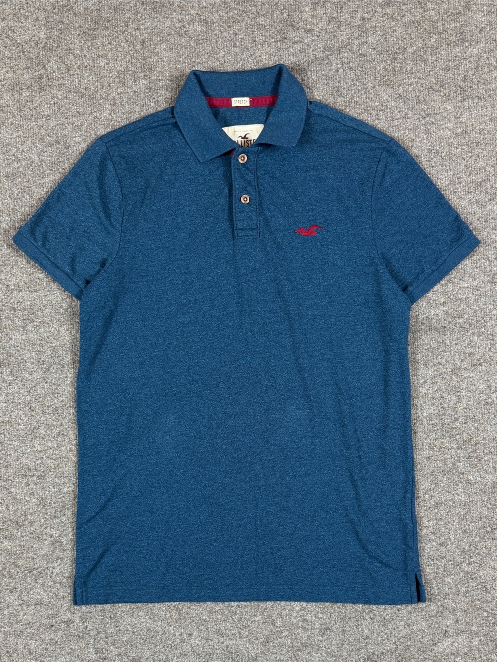Y2K Hollister Blue Short Sleeve Collared Polo‎ Shirt Men’s L Stretch Lightweight